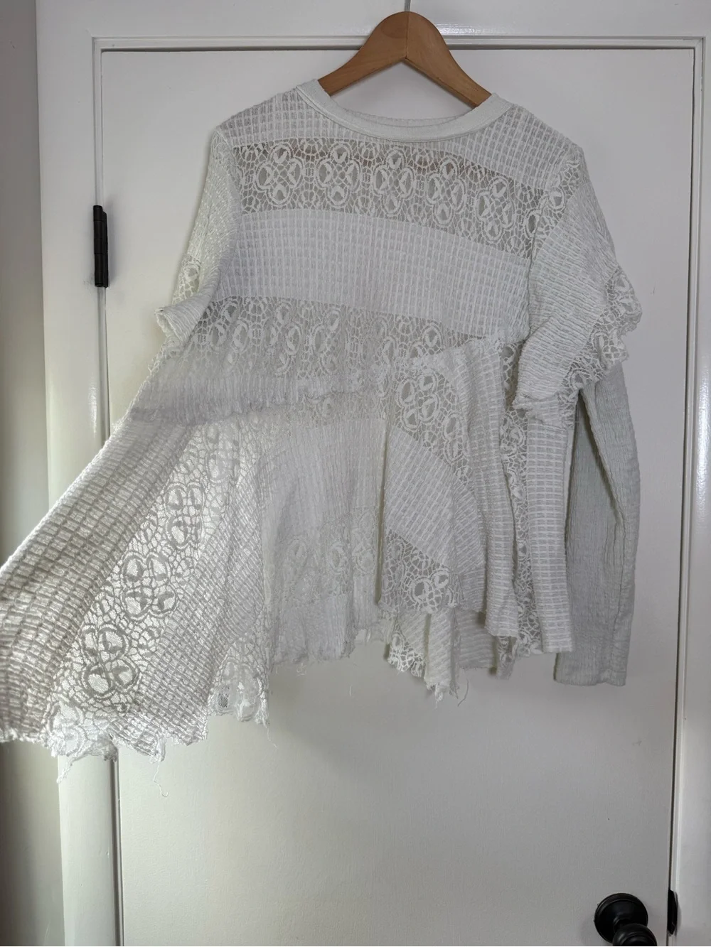 Free People Snowfall Tunic Top Lacy Romantic Soft Girl Boho Chic Coquette Airy
